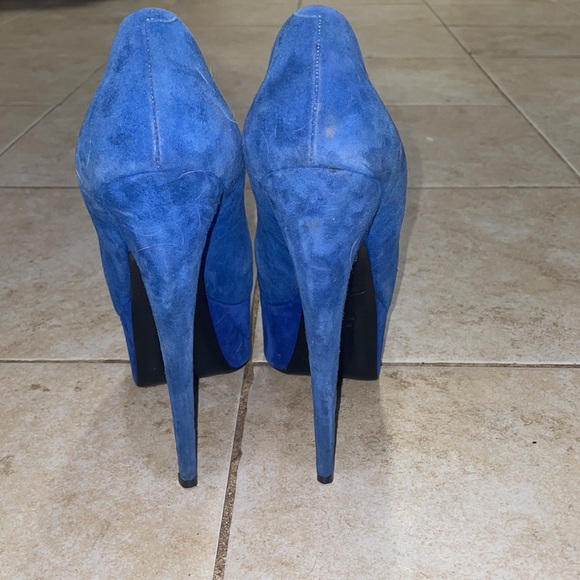 $900 Giuseppe Zanotti Blue Suede Debra Platform Heels  size 37 - Picture 5 of 10